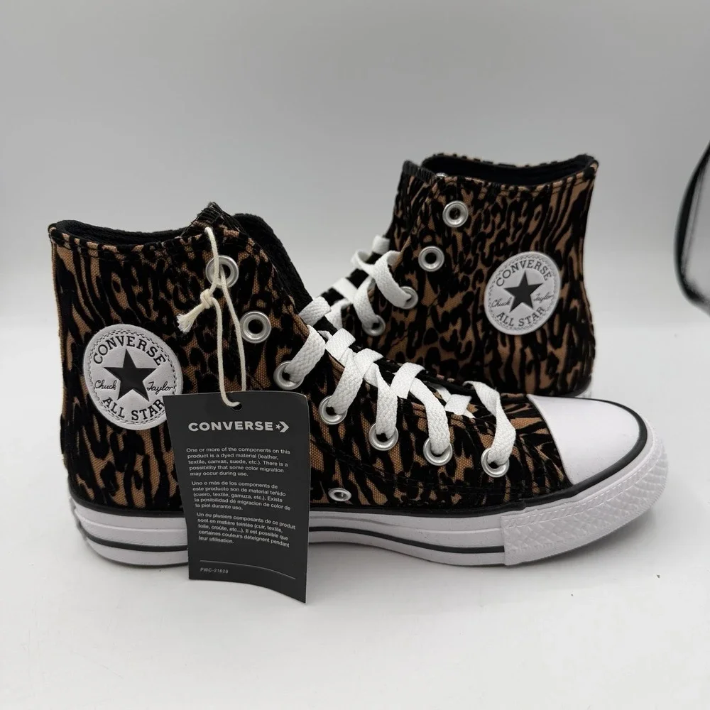 Converse Chuck Taylor All Star HI Top Shoes Womens Sz 6 Leopard Sneakers A17948F - Picture 1 of 10